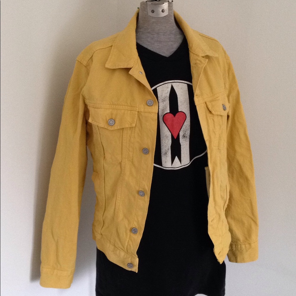 S LOGG Denim Jacket Jean Gold Mustard Slim Waist Coat - Picture 2 of 10